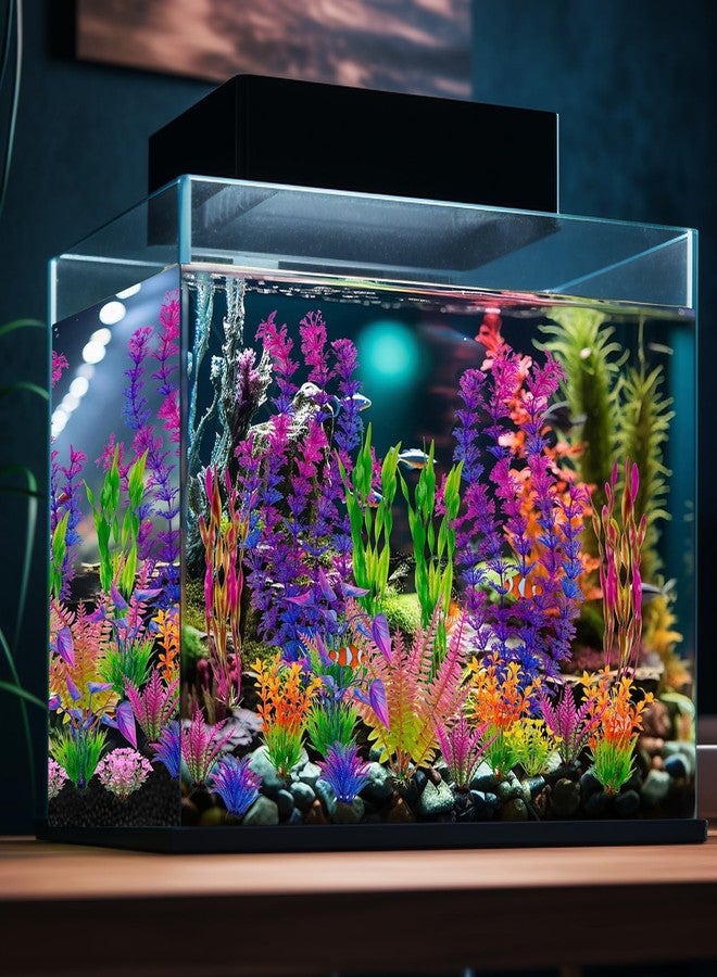 Seqiuay Colorful Fish Tank Decorations, Large Aquarium Artificial Plastic Plants Decor, Betta Goldfish Tank Accessories, Fish Bowl Ornaments - Image 3
